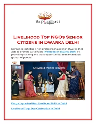 Livelihood Top NGOs Senior Citizens In Dwarka Delhi