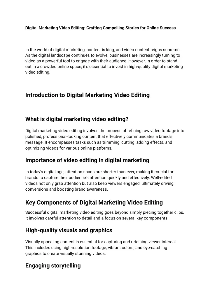 digital marketing video editing crafting