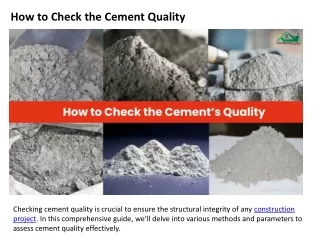 How to Check the Cement Quality