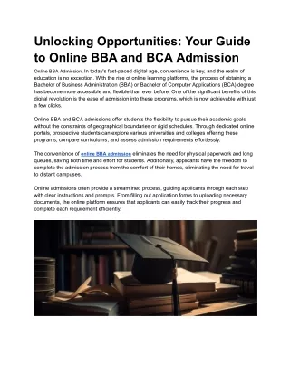 Enroll Now: Online Bachelor of Business Administration (BBA) Admission