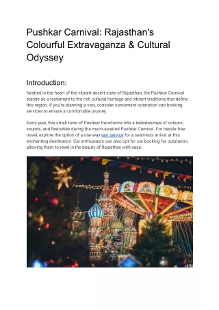 Pushkar Carnival_ Rajasthan's Colourful Extravaganza & Cultural Odyssey