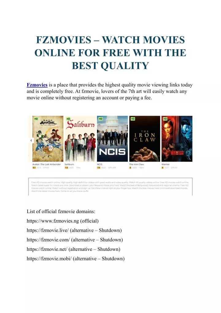fzmovies watch movies online for free with