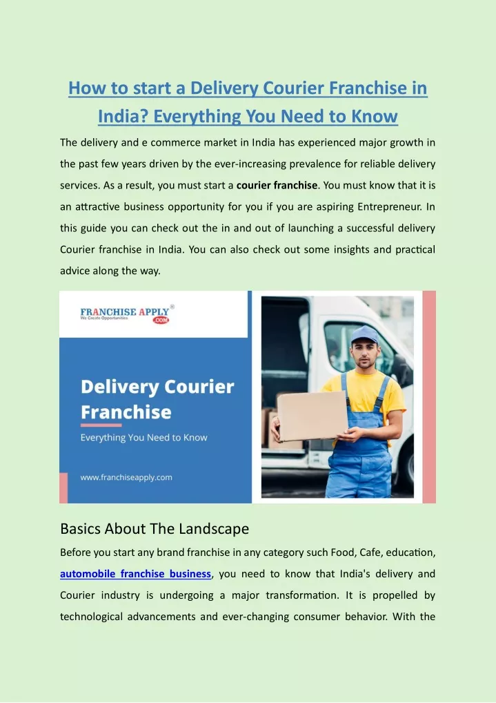 how to start a delivery courier franchise