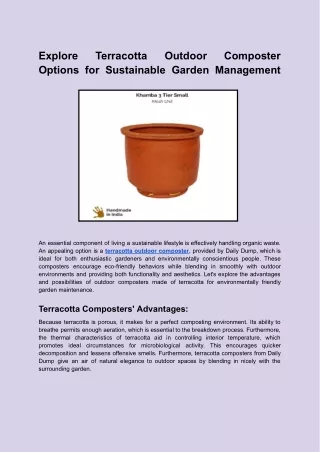 Explore Terracotta Outdoor Composter Options  for  Sustainable  Garden  Management