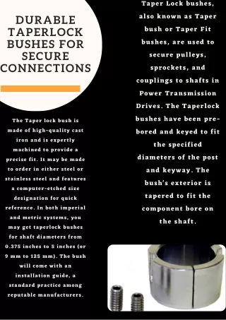 Durable Taper lock Bushes for Secure Connections