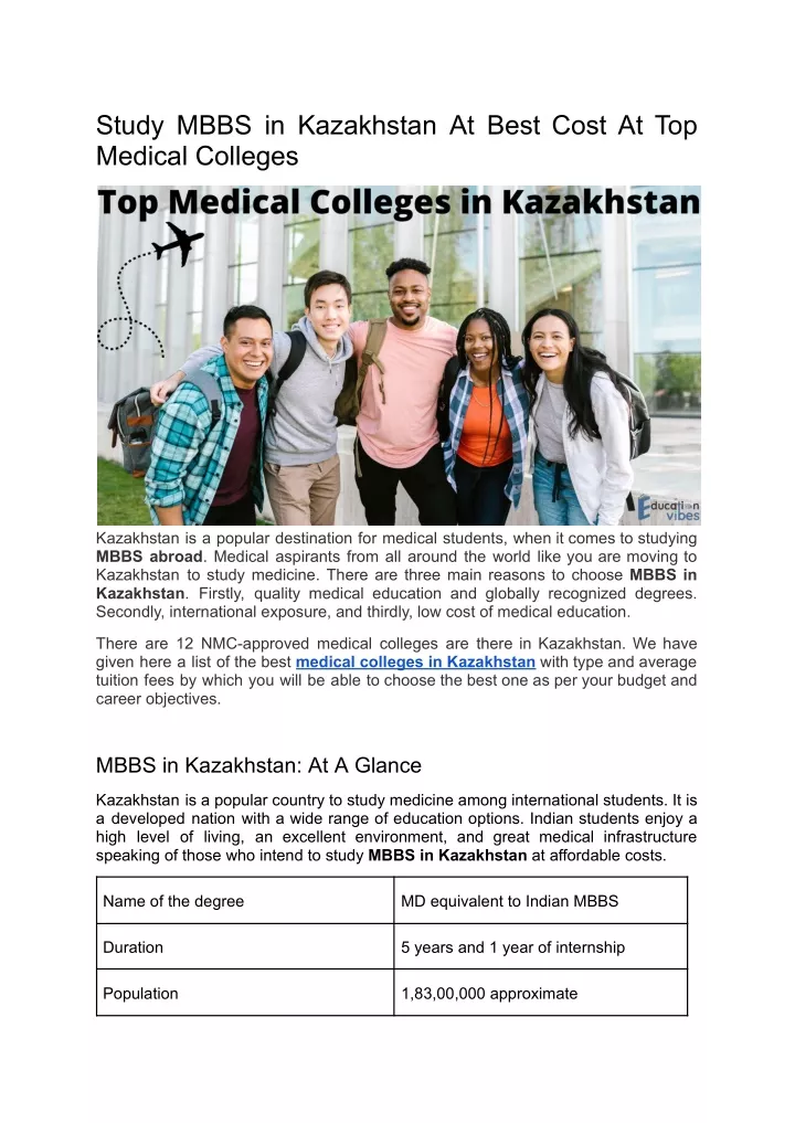 study mbbs in kazakhstan at best cost