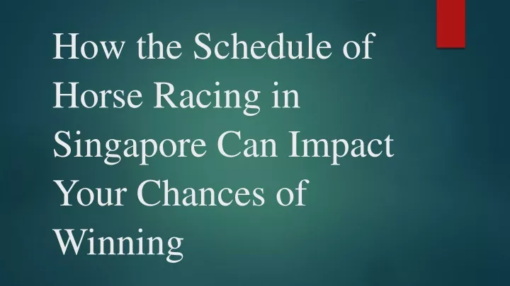 how the schedule of horse racing in singapore