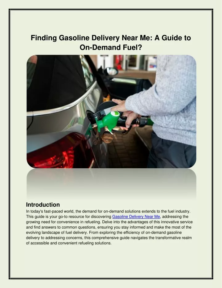 finding gasoline delivery near me a guide