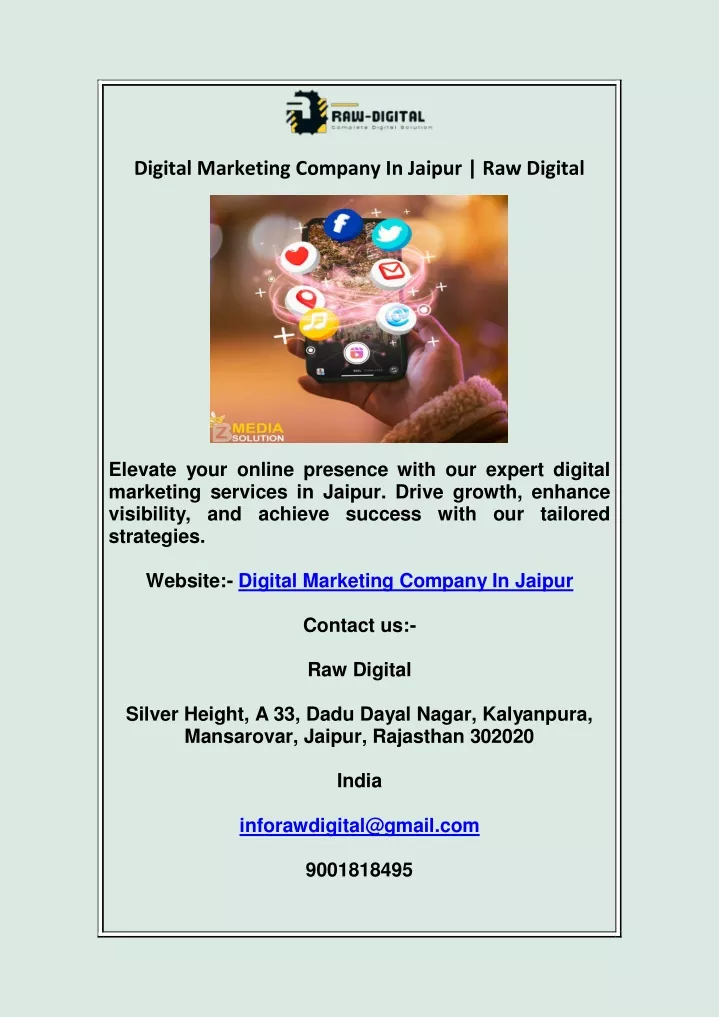 digital marketing company in jaipur raw digital