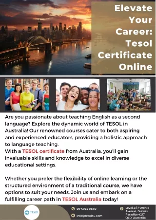 Elevate Your Career: TESOL Certificate Online