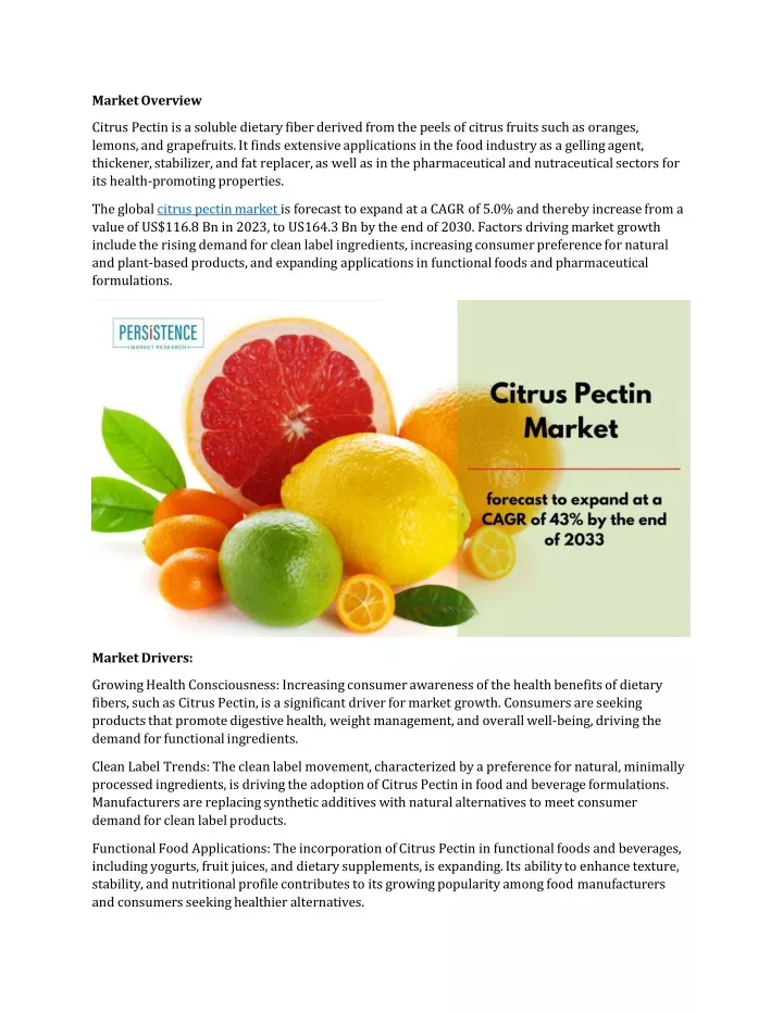 market overview citrus pectin is a soluble