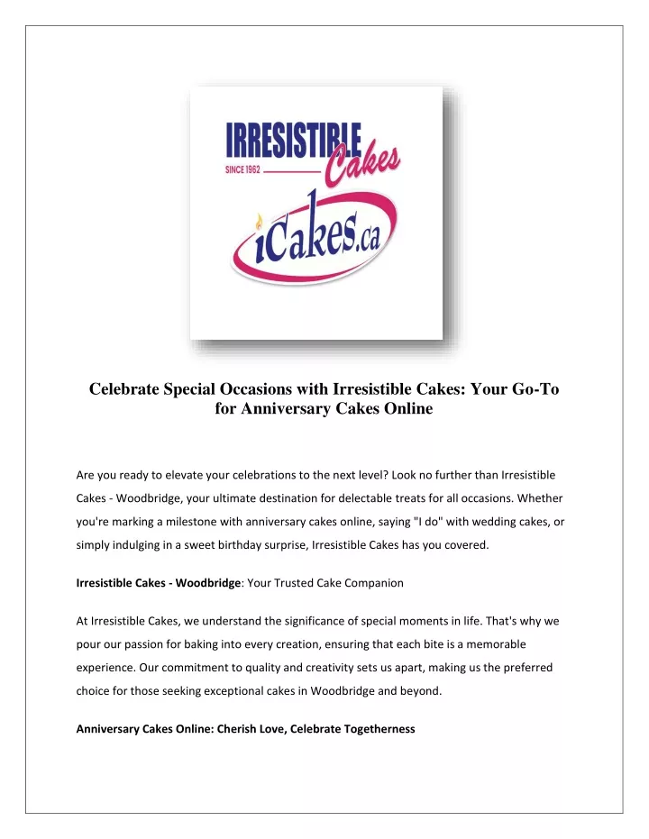 celebrate special occasions with irresistible