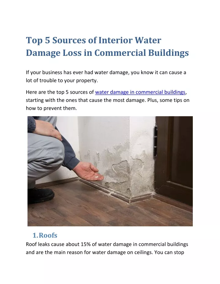 top 5 sources of interior water damage loss