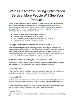 with our amazon listing optimization service more