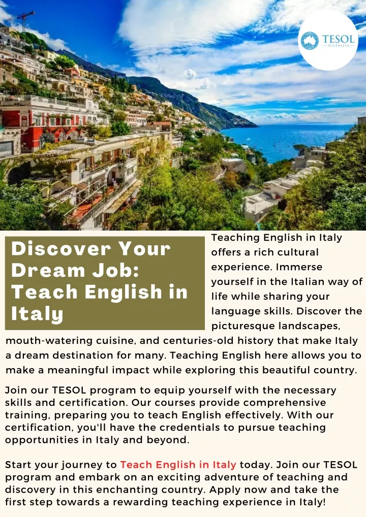 teaching english in italy offers a rich cultural