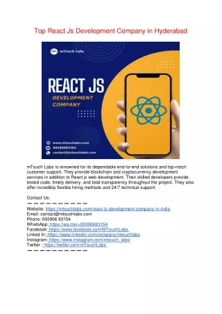 Top React Js Development Company in Hyderabad