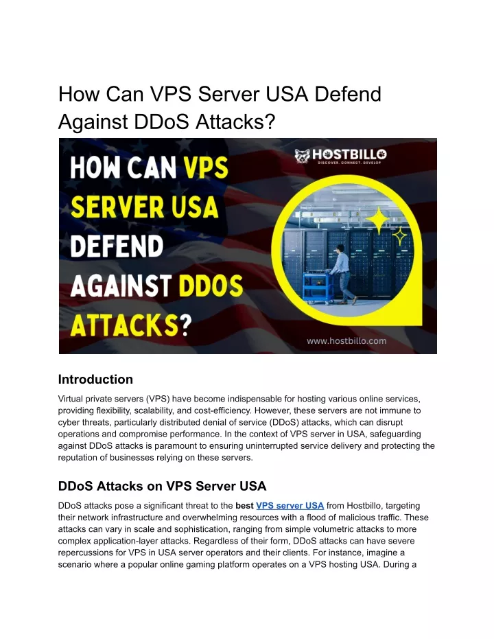 how can vps server usa defend against ddos attacks
