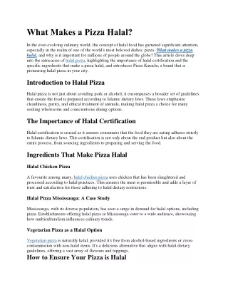 What Makes a Pizza Halal