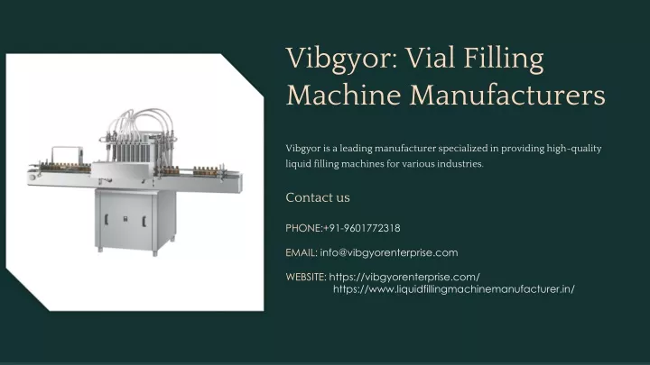 vibgyor vial filling machine manufacturers