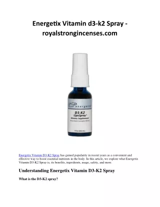 Energetix Vitamin d3-k2 Spray  - royalstrongincenses.com