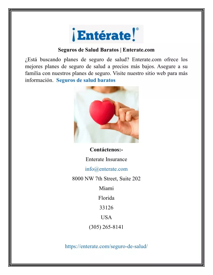 seguros de salud baratos enterate com