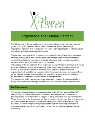 Experience The Human Element