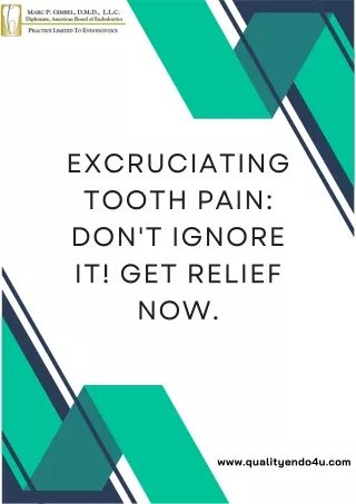 Excruciating Tooth Pain Don't Ignore It! Get relief now