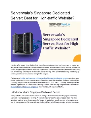 serverwala s singapore dedicated server best