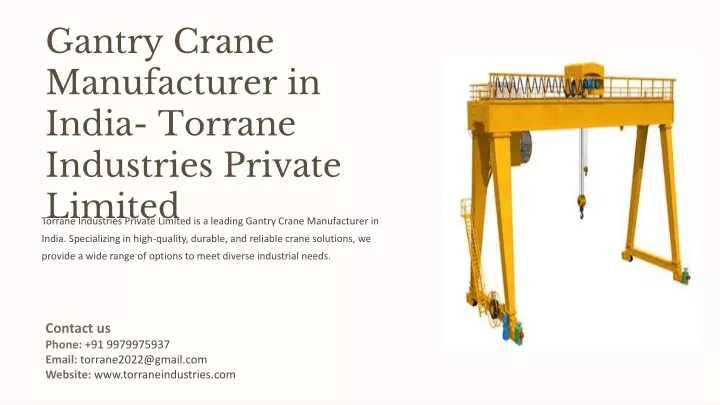 gantry crane manufacturer in india torrane