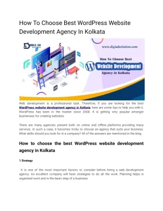 How To Choose Best WordPress Website Development Agency In Kolkata