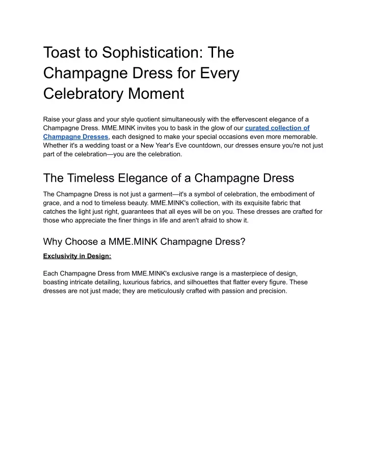 toast to sophistication the champagne dress