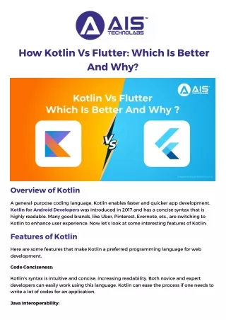How Kotlin Vs Flutter Which Is Better And Why