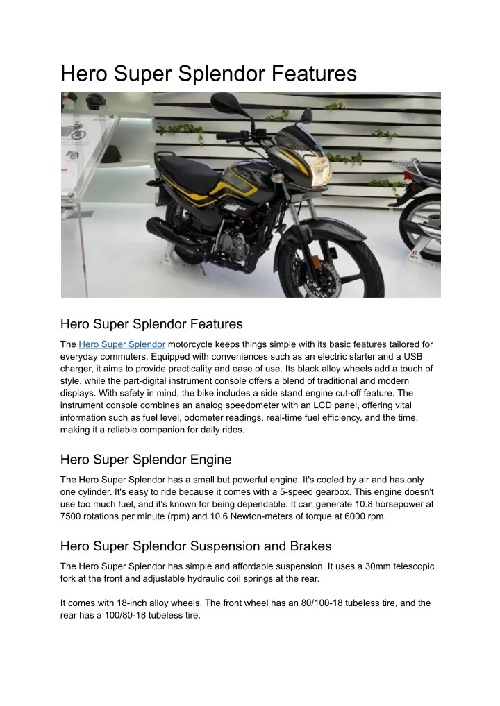 hero super splendor features