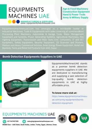 Bomb Detection Equipments Suppliers in UAE