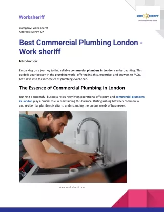 Best Commercial Plumbing London - Work sheriff