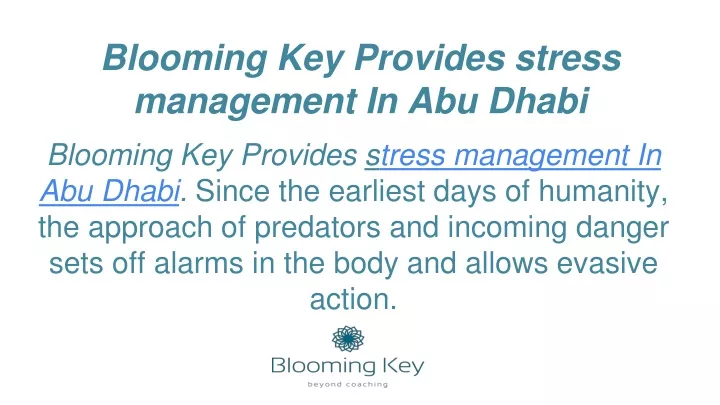 blooming key provides stress management in abu dhabi