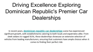 Driving Excellence Exploring Dominican Republic's Premier Car Dealerships
