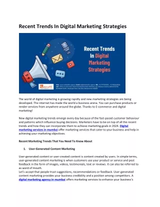 Recent Trends In Digital Marketing Strategies