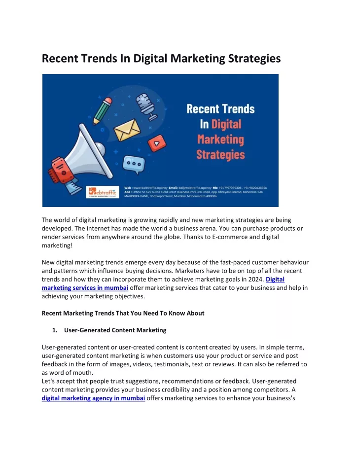 recent trends in digital marketing strategies