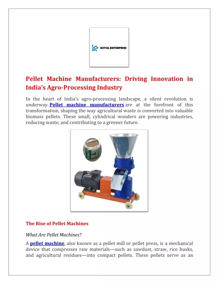 pellet machine manufacturers driving innovation