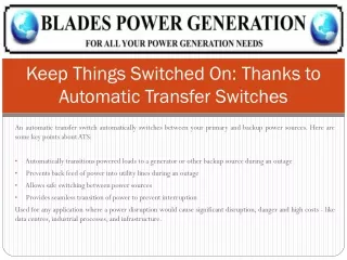 Keep Things Switched On Thanks to Automatic Transfer Switches
