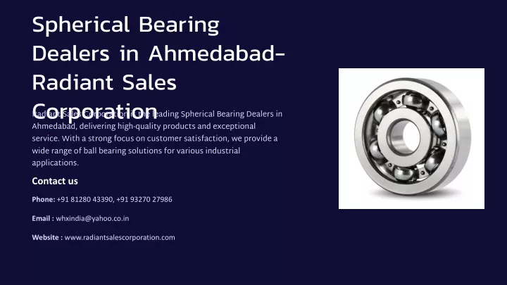 spherical bearing dealers in ahmedabad radiant