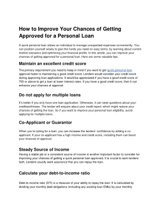 How to Improve Your Chances of Getting Approved for a Personal Loan