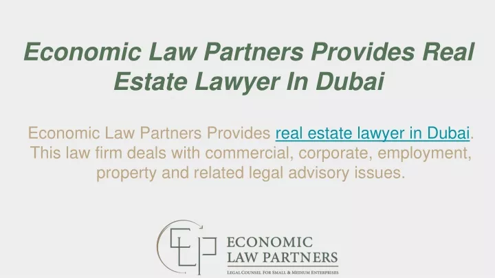 economic law partners provides real estate lawyer in dubai