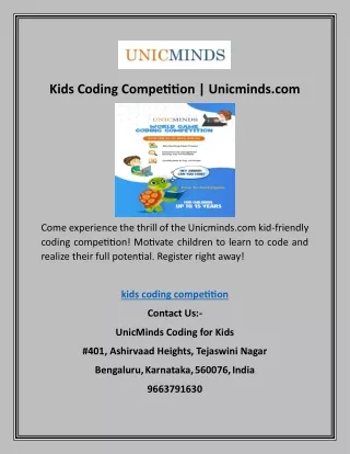 Kids Coding Competition | Unicminds.com