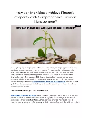 How can Individuals Achieve Financial Prosperity with Comprehensive Financial