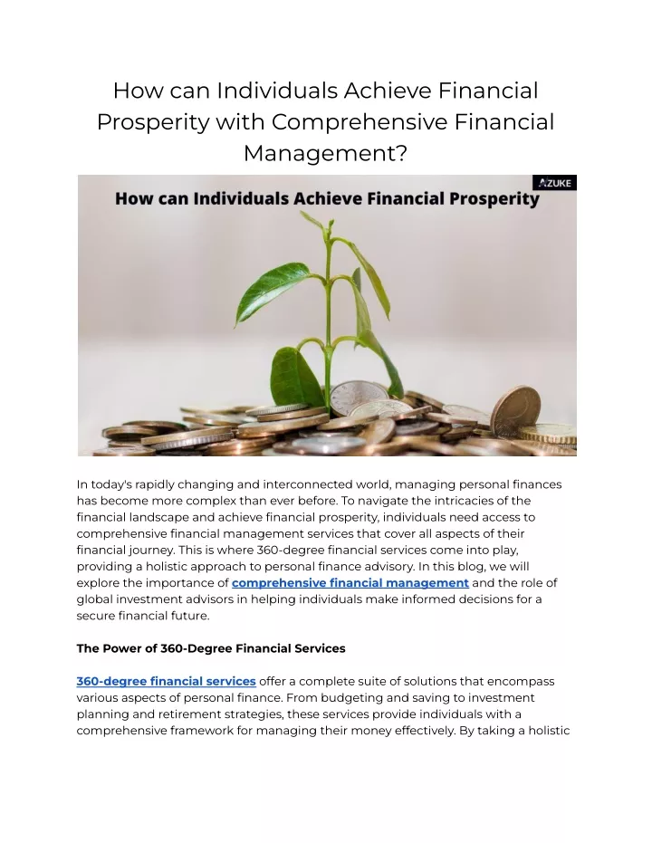 how can individuals achieve financial prosperity
