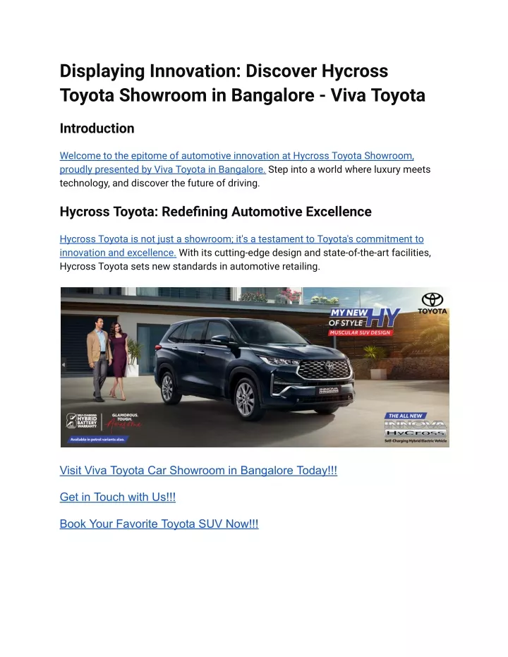 displaying innovation discover hycross toyota