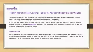 Healthy Habits For Happy Learning - Tips For The New Year