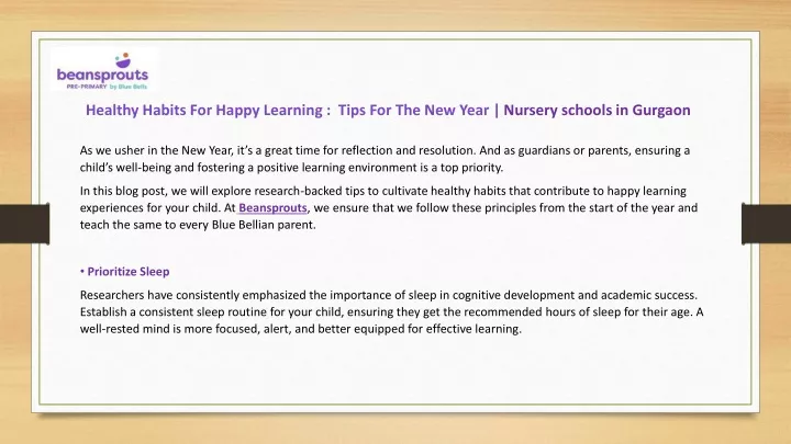 healthy habits for happy learning tips